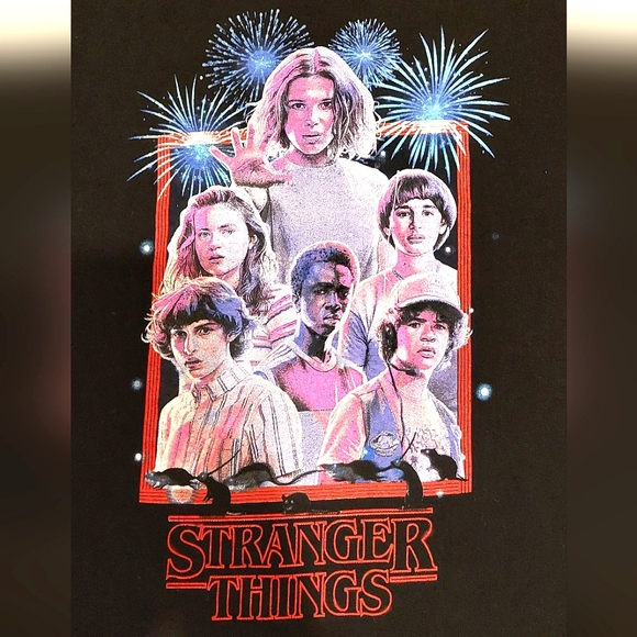 Stranger Things Black Unisex Short Sleeved T-shirt VGUC Size S - Picture 3 of 4